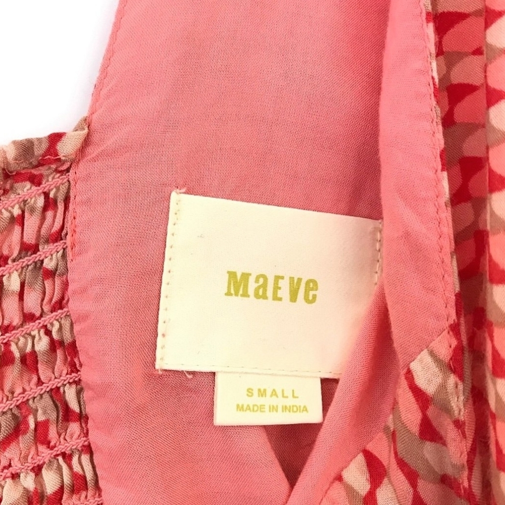 Anthropologie Maeve Verena Tie Front Tank Top Red Pink Multi Print Size S - Picture 10 of 11
